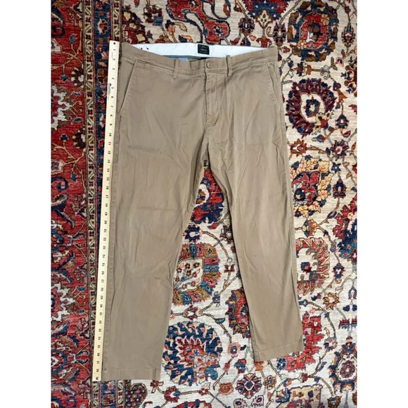 J.Crew Stretch Chino Pants Mens W36 L32 Khaki Classic Straight Cotton - Picture 2 of 9